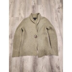 Elena Solano 100% Cashmere Shawl Collar Cardigan Sweater Woman's Green Size Med.